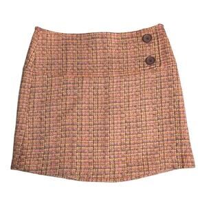 Moda Intl Y2K 90s Mulitcolor Tweed Plaid Clueless Preppy Classic Mini Skirt SZ 4